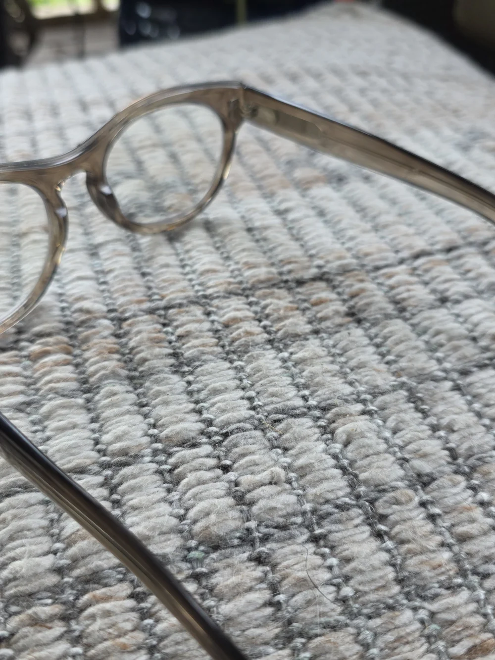 Handmade Men’s Round Eyeglass Frames in Translucent Gray